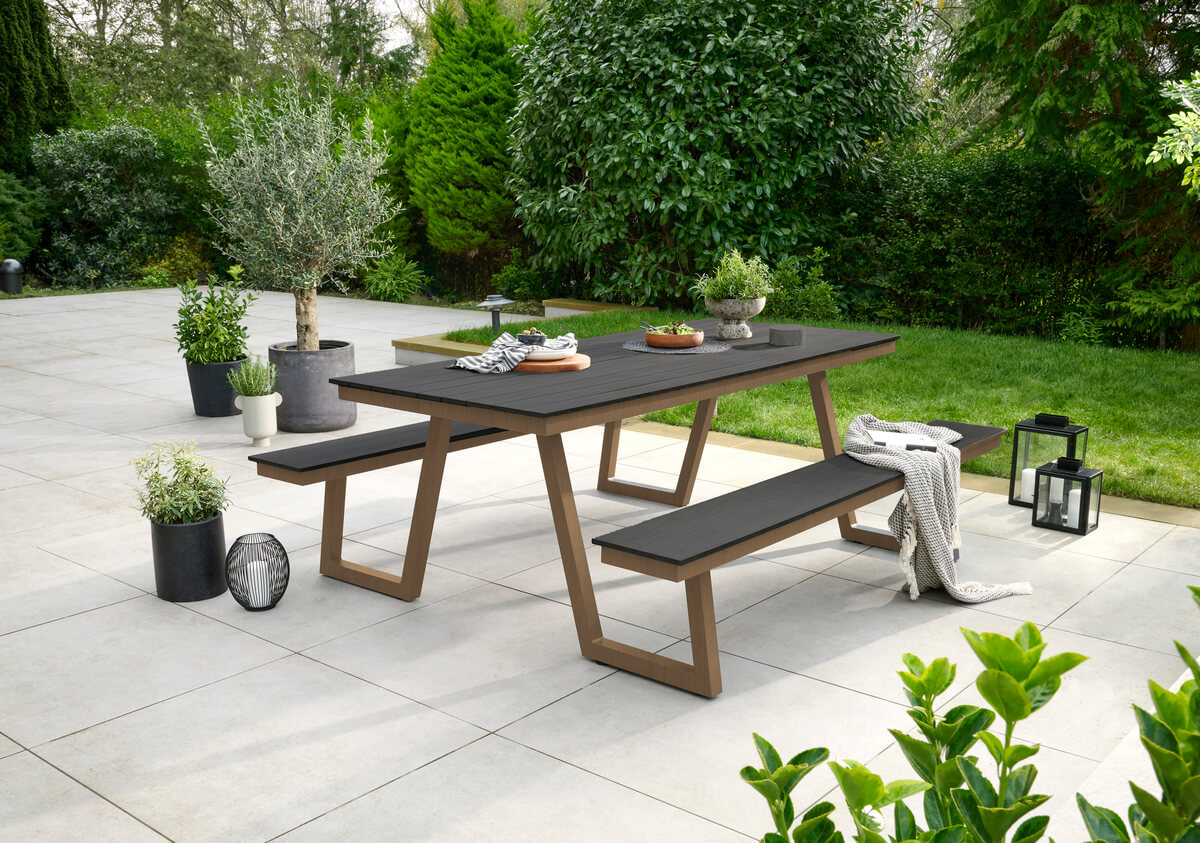 Aluminium Wood Effect Picnic Bench
