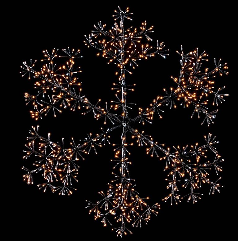 1.2m Black Starbrt Snowflke Vintage Gold Twinkle