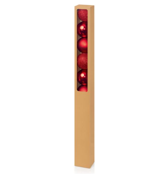 Red Multi Finish Bauble Set - 10 x 60mm