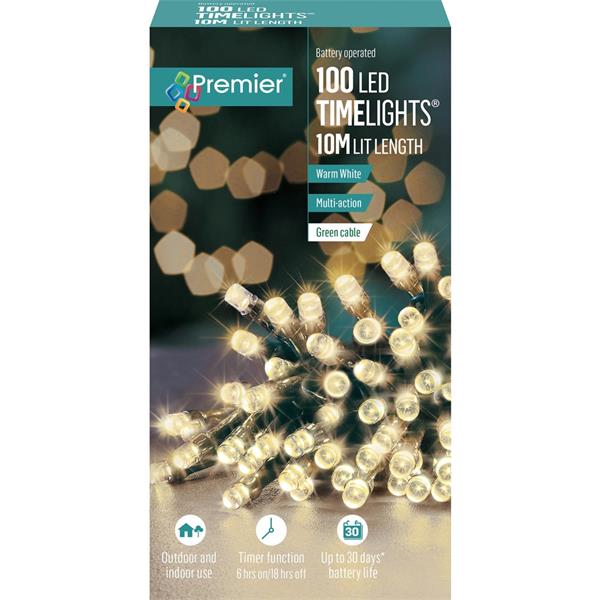 Christmas Lights Timelights Battery Warm White 100