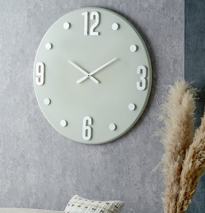 Cool Grey and Silver Metal Retro Wall Clock