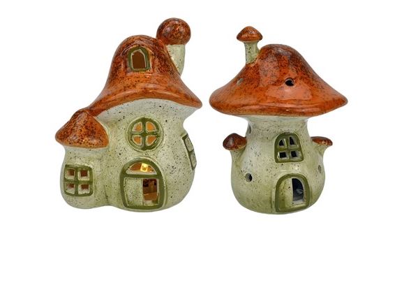 LED Mushroom House 13cm 2 Assorted