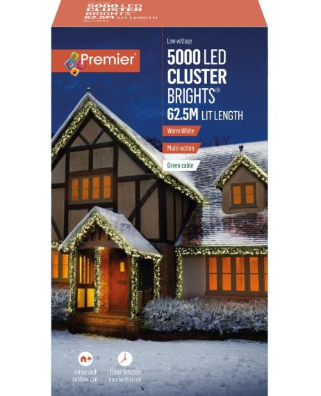 5000 LED Multi-Action Clusterbrights with Timer - Warm White