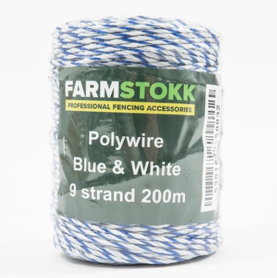 Farmstokk Polywire Blue & White 200m