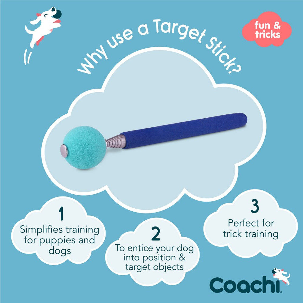 Coachi Target Stick for Dog Training - Navy & Light Blue
