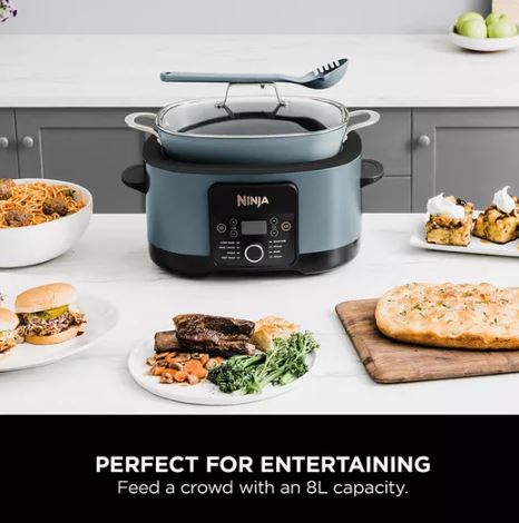 NINJA Food Cooker 8-in-1 Slow Cooker 8L - Sea Salt Grey