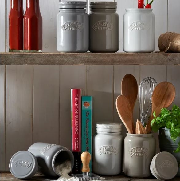 Kilner Ceramic Push Top Moongrey Jar 0.6 Litre