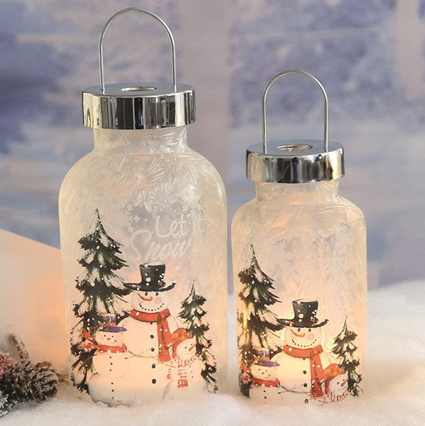 LED Snowman Lantern 25cm