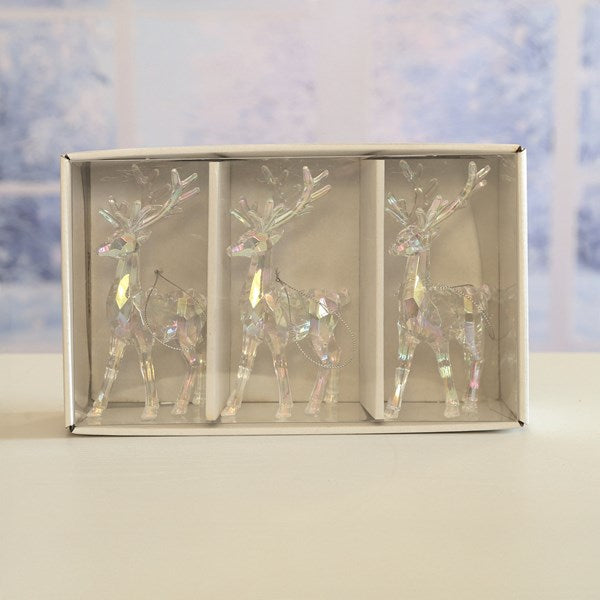 Set of 3 Reindeer Tree Decorations 14cm