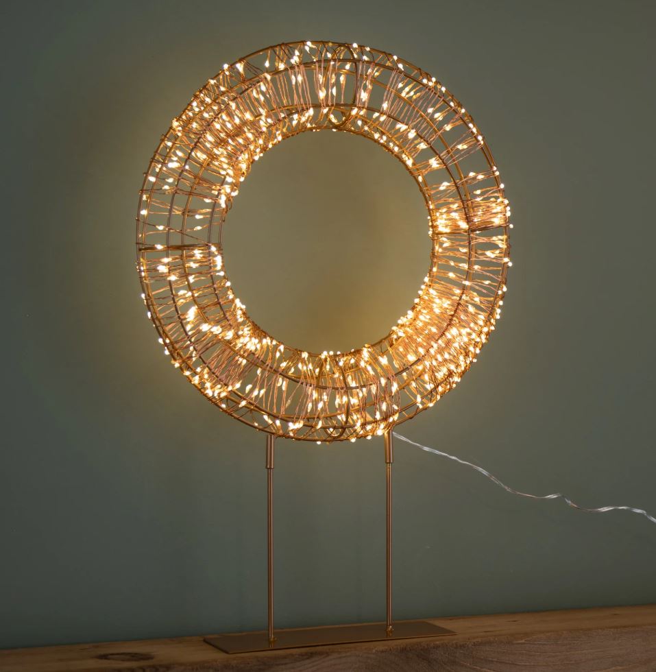 45cm Rose Gold Table Top Wreath with 720 Twinklin