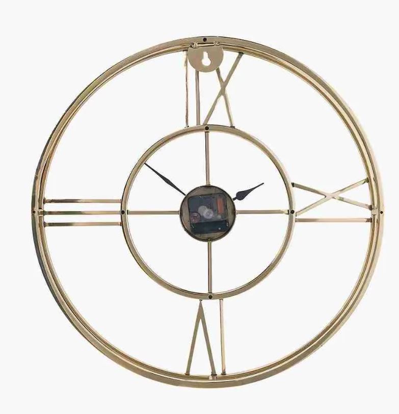 Gold Metal Double Framed Round Wall Clock