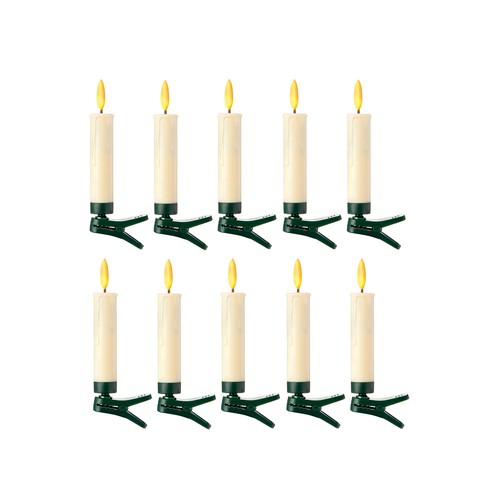 10 Piece Clip on Tree Candle with Flame Lights - 10cm