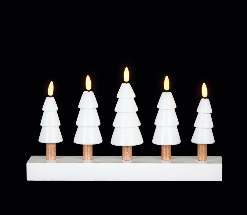 5 Light White Flickabrights Christmas Trees Candlebridge