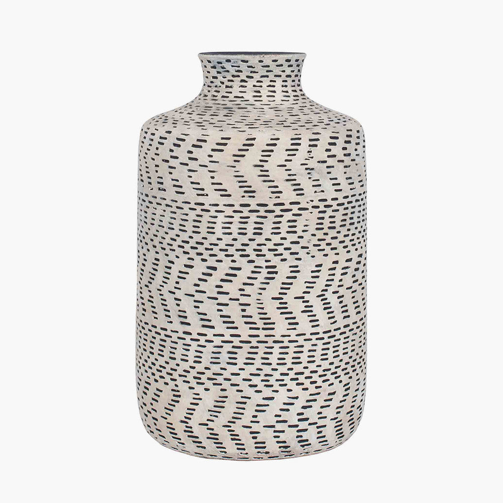Atouk Natural Black Stoneware Aztec Design Vase