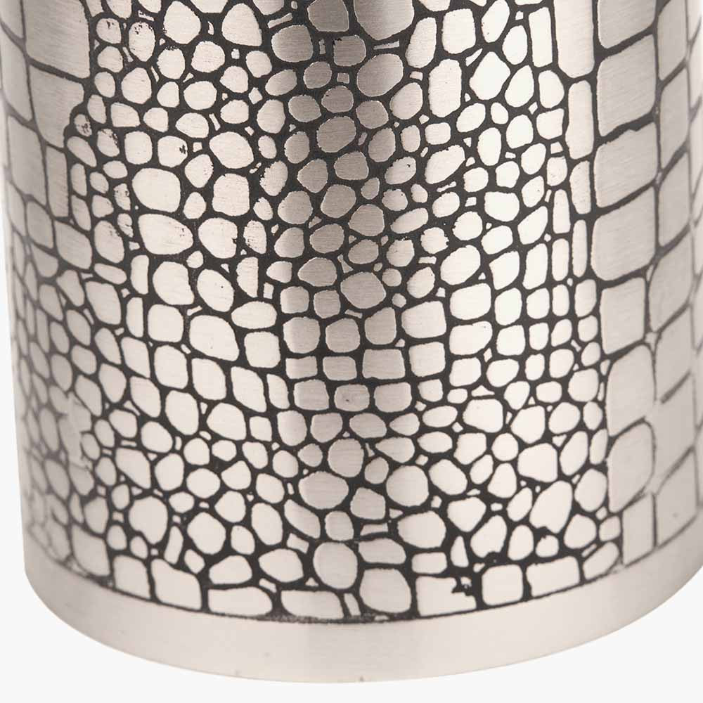 S/3 Antique Silver Croc Print Candle Holder