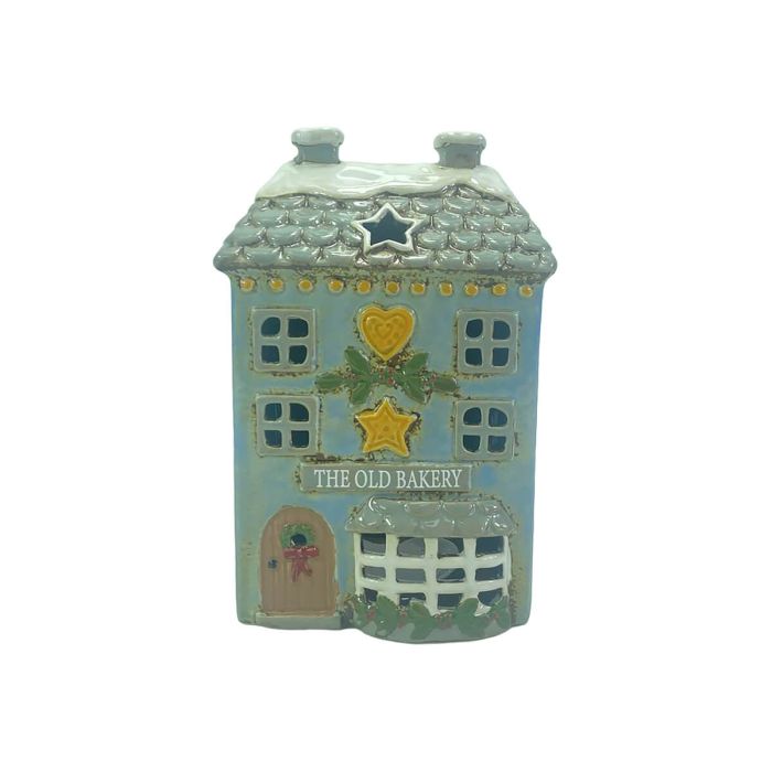 Christmas Market Stoneware Old Bakery Candle Holder