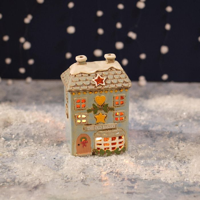 Christmas Market Stoneware Old Bakery Candle Holder