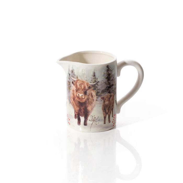 Frosted Highland Cow Scene Ceramic Jug