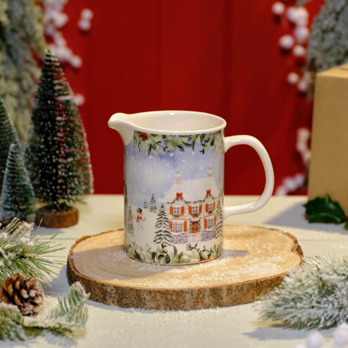 Christmas Cottage Scene Ceramic Jug