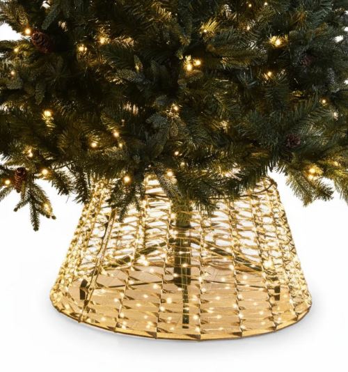 Warm White LED Lit Gold Tree Skirt - 71cm x 50cm
