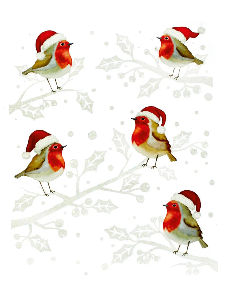 Glitter Robin with Branches Window Sticker - 35cm