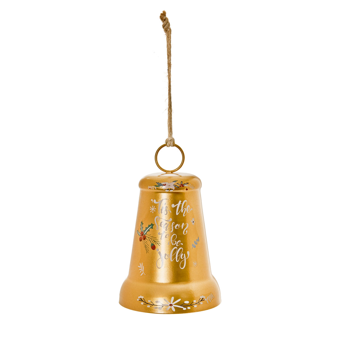 22cm Gold Metal Bell with Robins