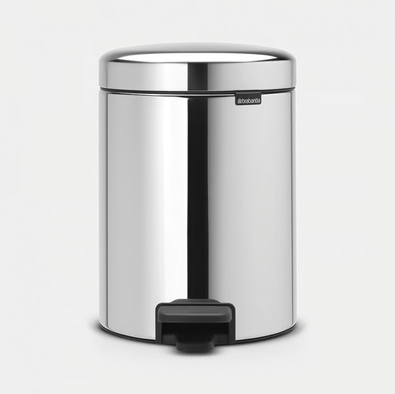 Brabantia Newlcon Pedal Bin Brilliant Steel -5L