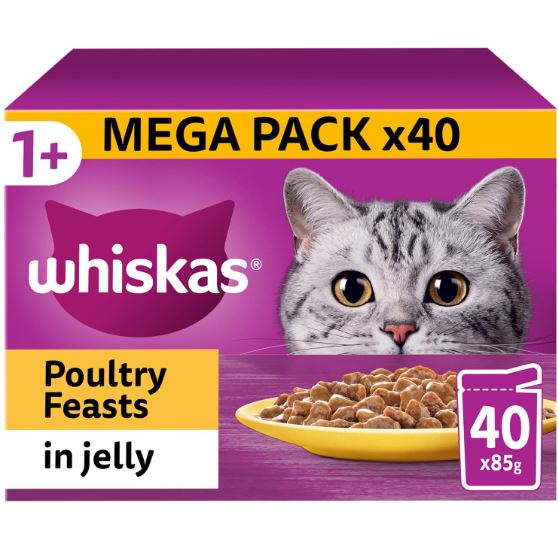 Whiskas Pouches 40 X 85g Poultry Feasts Adult