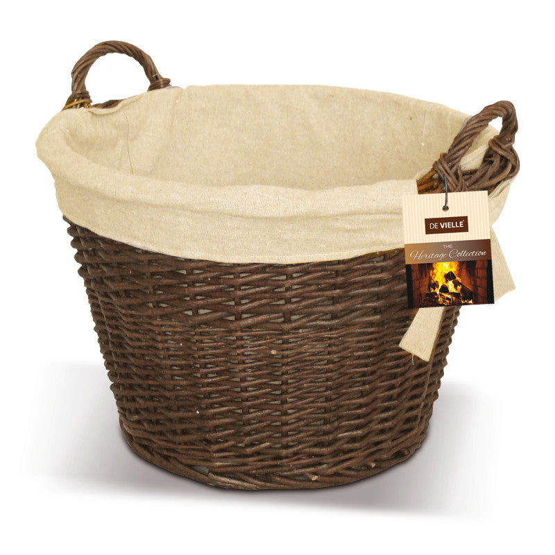 De Vielle Natural Wicker Round Basket - Jute Lined