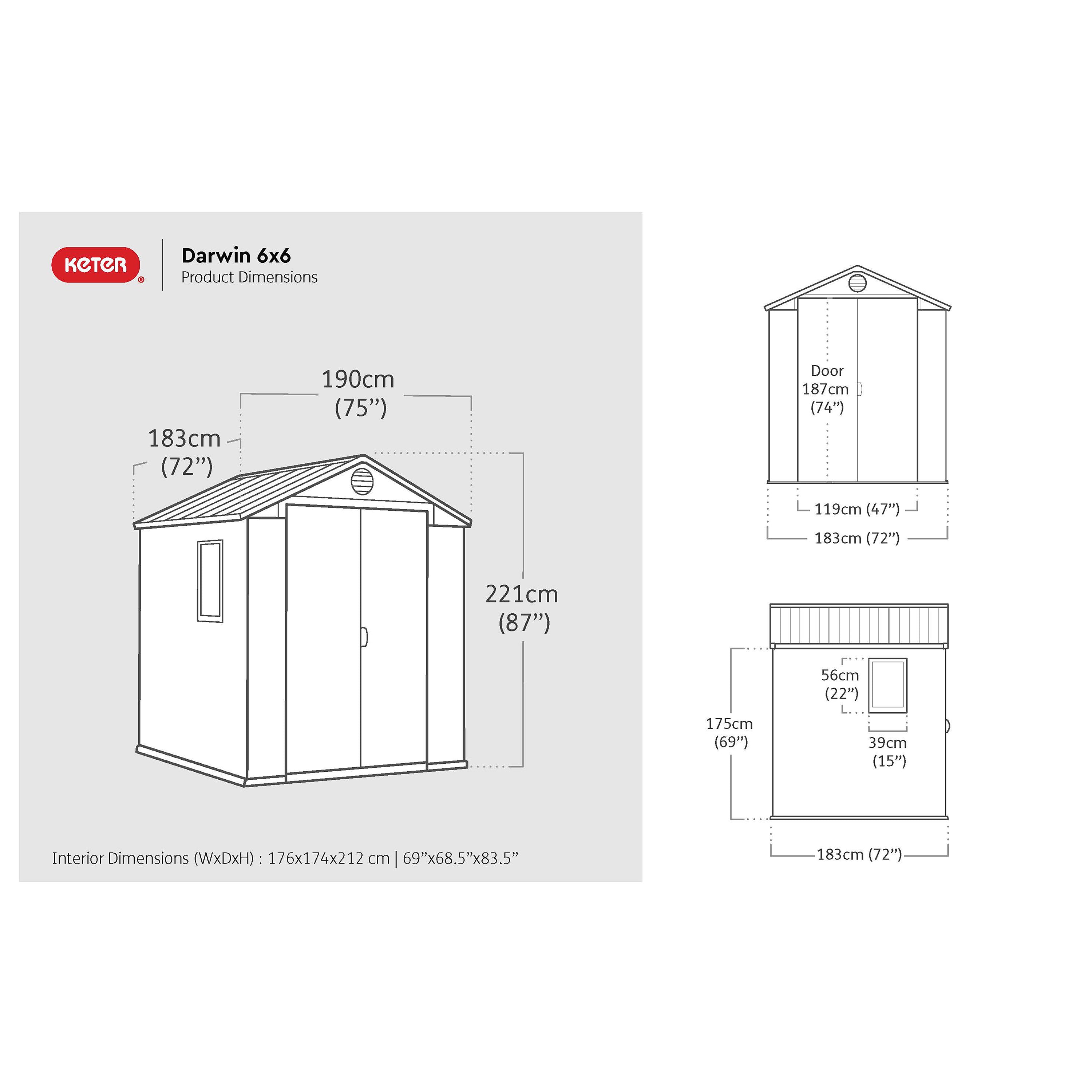 Darwin Wood Effect Garden Shed - 6x6ft