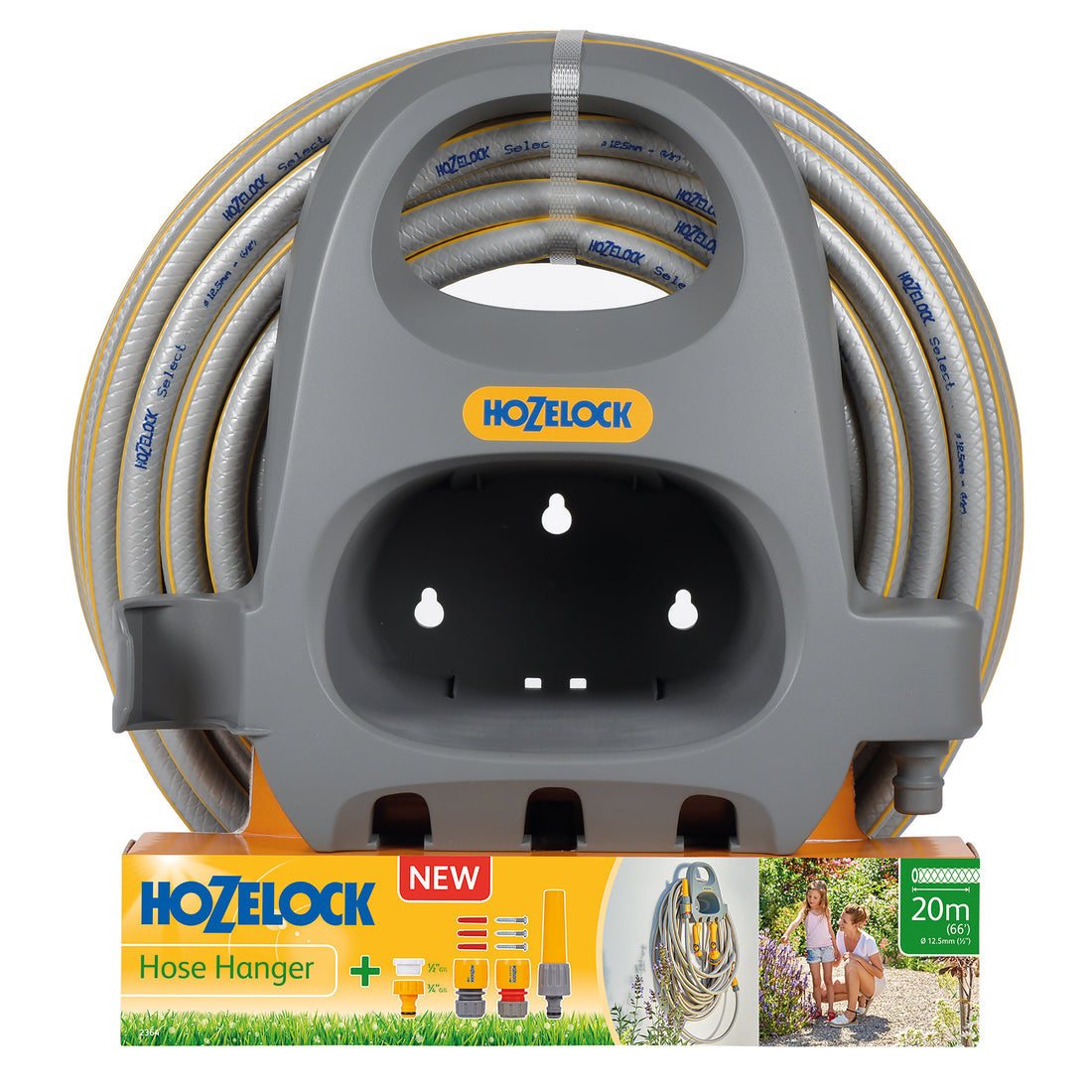 Hozelock Hose Hanger with 20M Hose & Fitting