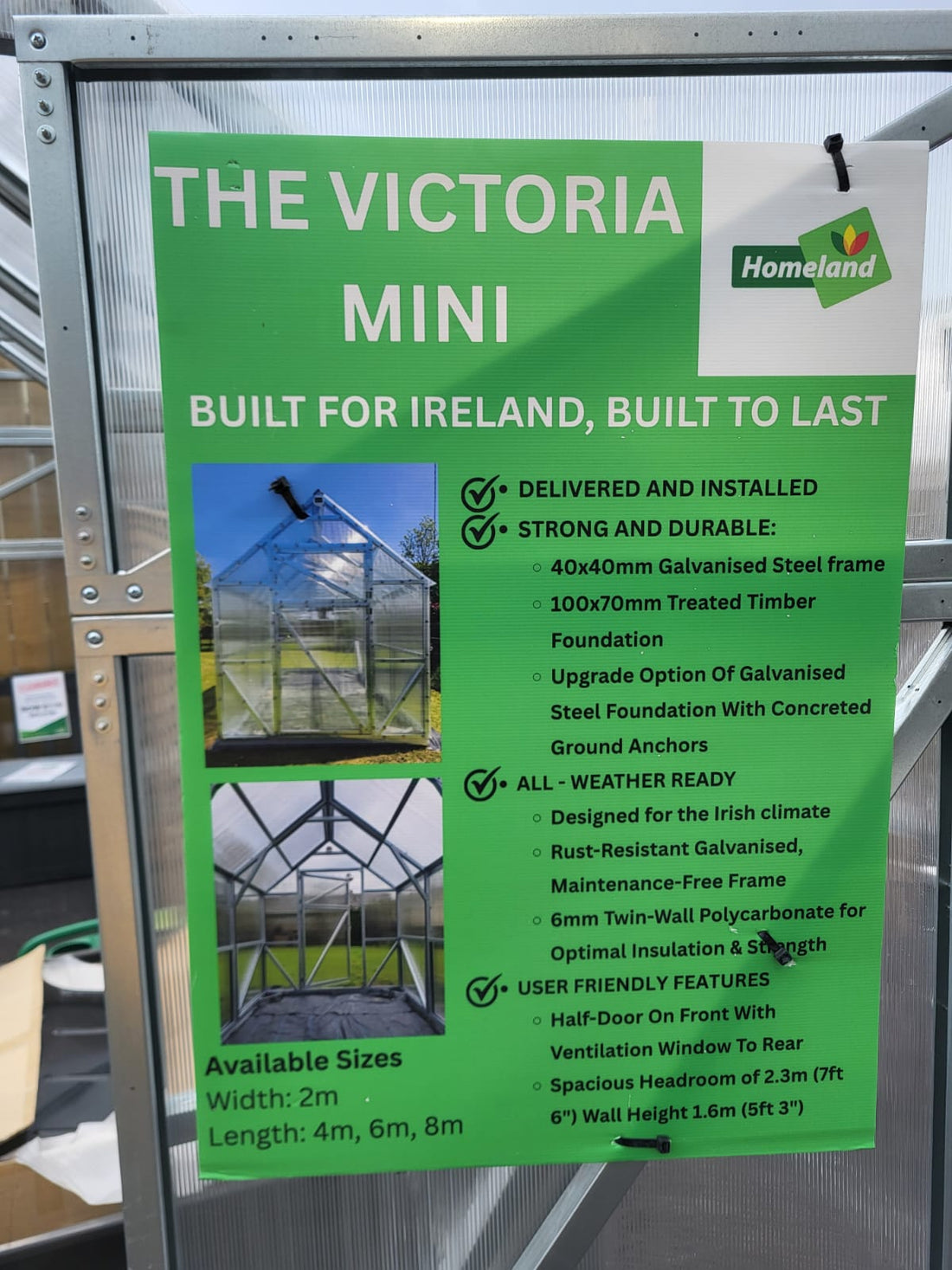Victoria Mini Polycarbonate Greenhouse 4m x 2m