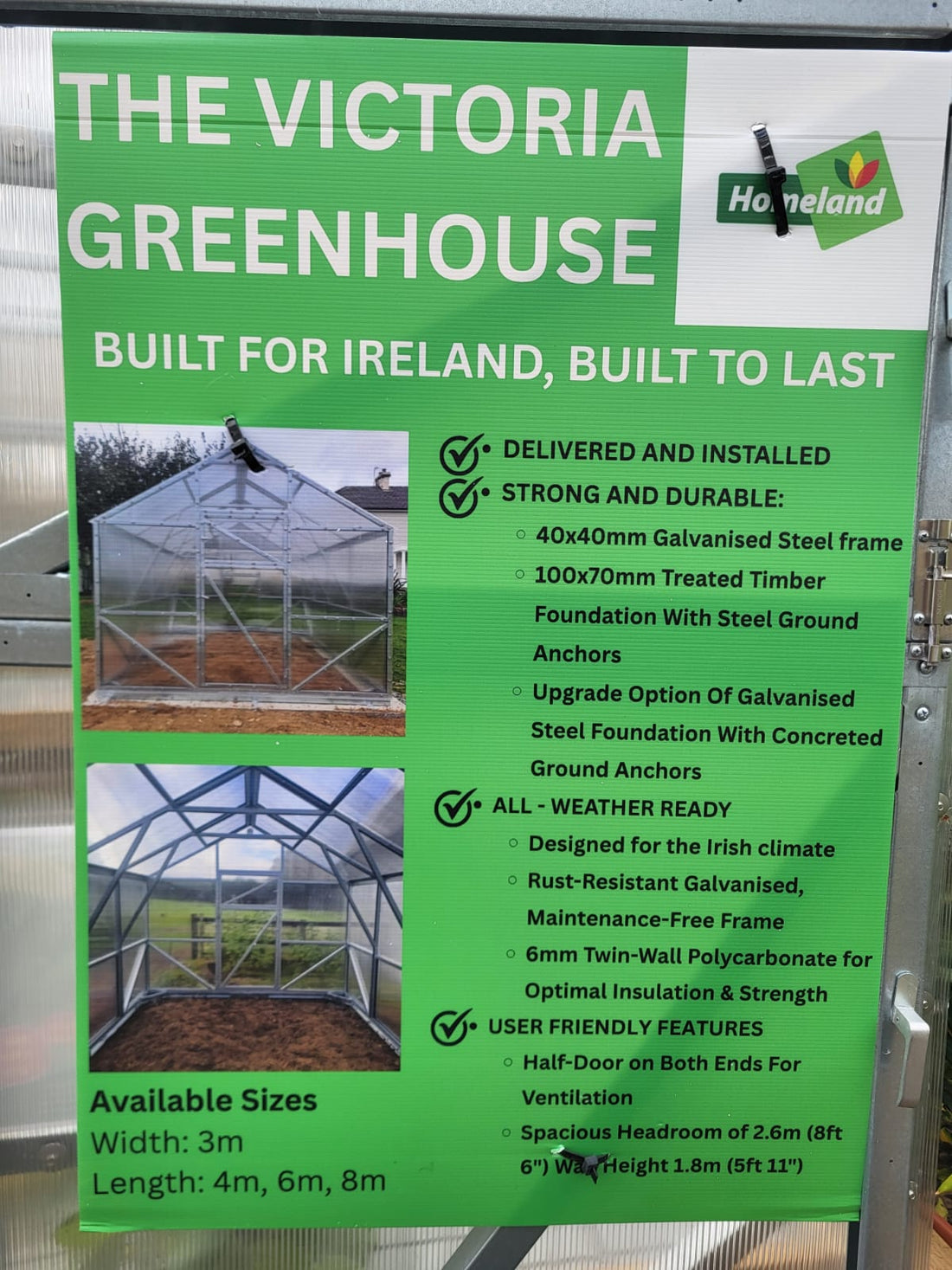 Victoria Polycarbonate Greenhouse 3m X 8m
