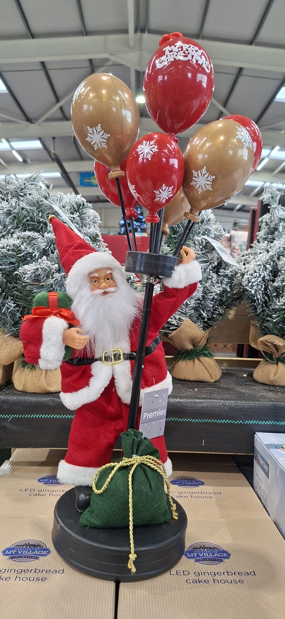 Santa with 7 Red & Gold Matt Balloons - 60cm
