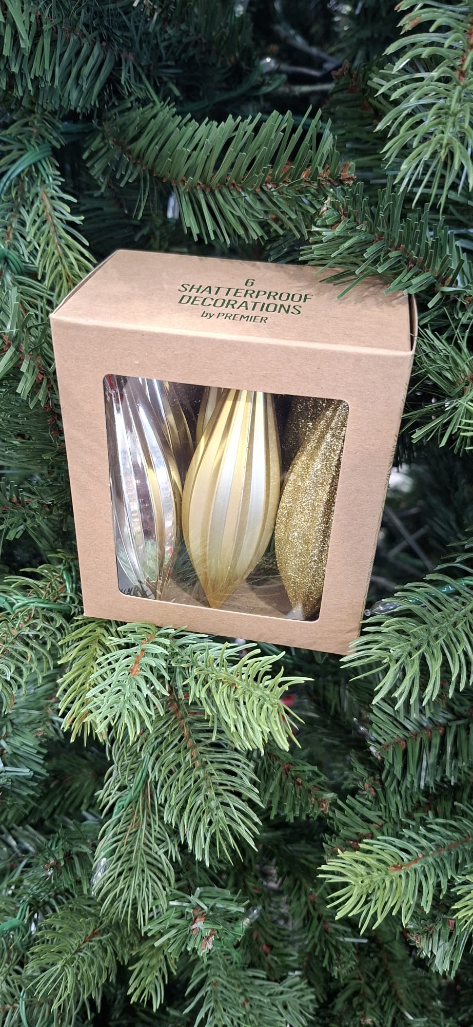 6 Piece Champagne Gold Shatterproof Decorations - 11cm