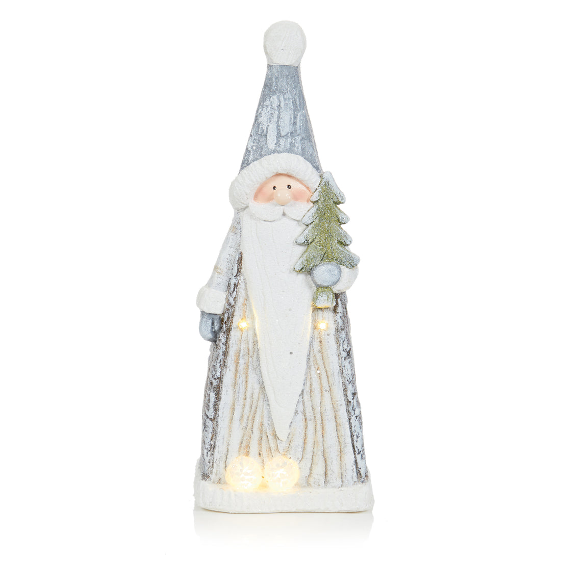 Lit Resin Grey Santa - 49cm