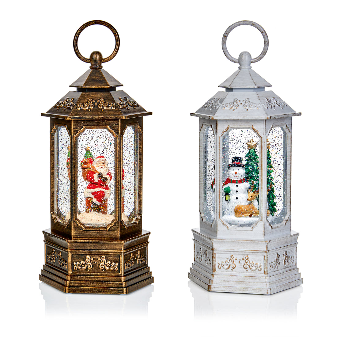 27cm Battery Operated Lit Lantern Rotating - 2 Designs (1Pc Only)