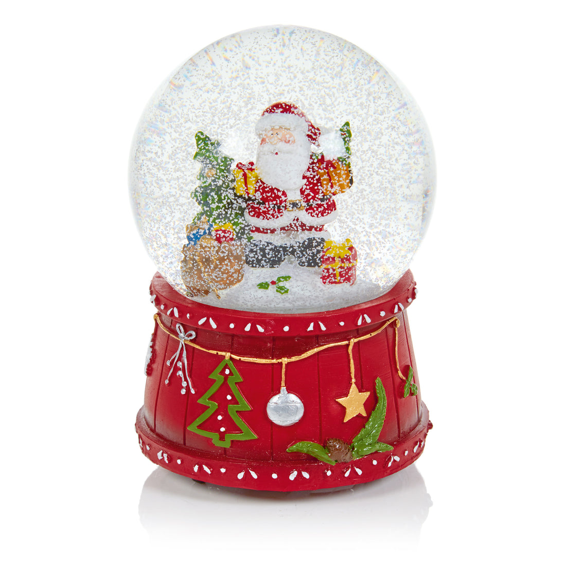 100mm Red Base Santa with Xmas Globe