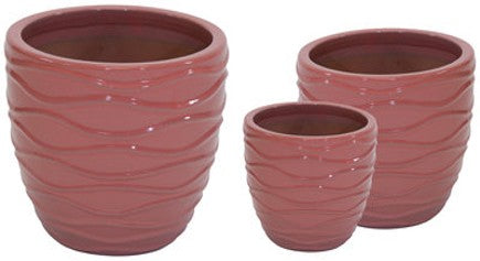 Glazed Hori Wave Old Pink Ceramic Pot