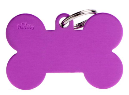 MY FAMILY XL Purple Aluminium Bone ID Tag