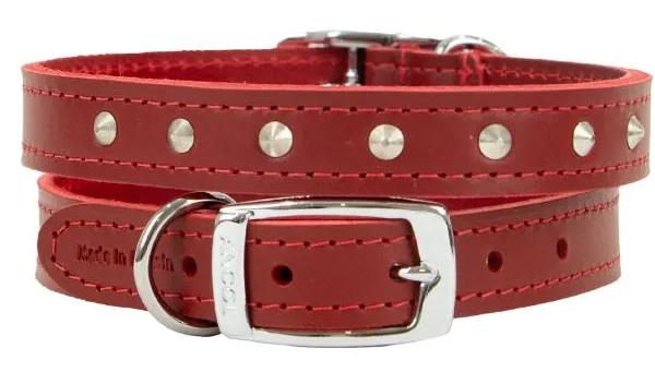 Ancol Sewn Studded Dog Collar Red