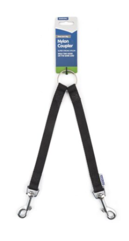 Ancol Sewn Nylon Black Coupler 19mm