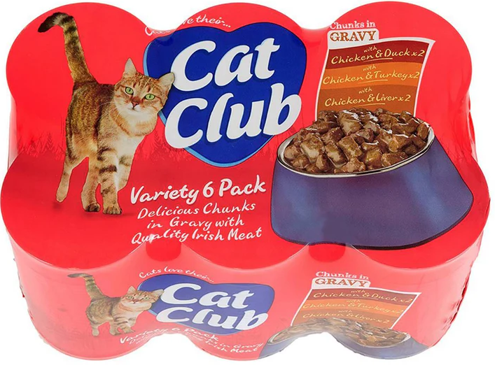 Cat Club Wet Cat Food Tins Chunks In Gravy - 6 x 400g