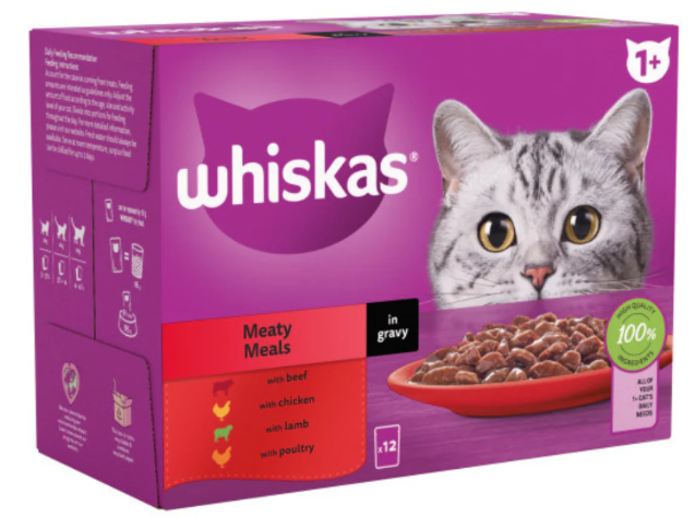 Whiskas Pouch Meat Selection in Gravy 4 x 12 x 85g