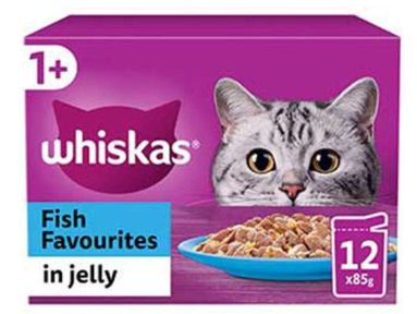 Whiskas Fish Favourites in Jelly 1+ Adult Wet Cat Food Pouches 12x85g