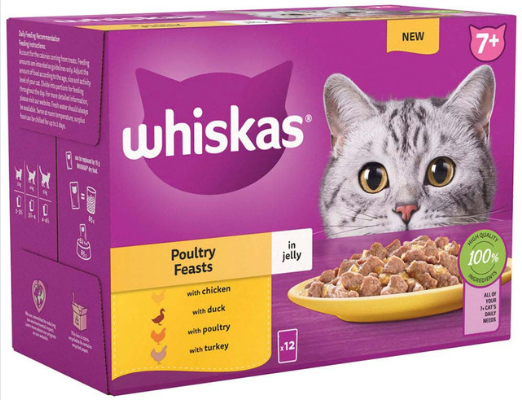 Whiskas 7+ Poultry In Jelly Cat Food Pouch Selection Senior - 12 x 85g