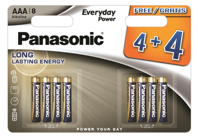 Panasonic Everyday power Alkiline Batteries AAA 4+4 foc