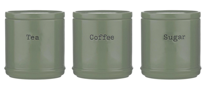 Price & Kensington Accents Sage Green Tea/ Coffee/ Sugar