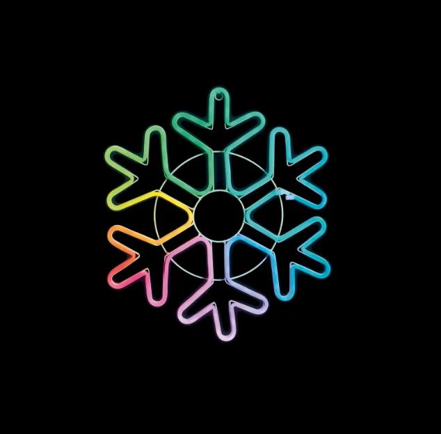 53cm USB Lit Neon Hanging Snowflake with Colour Changing Flow Effect LED