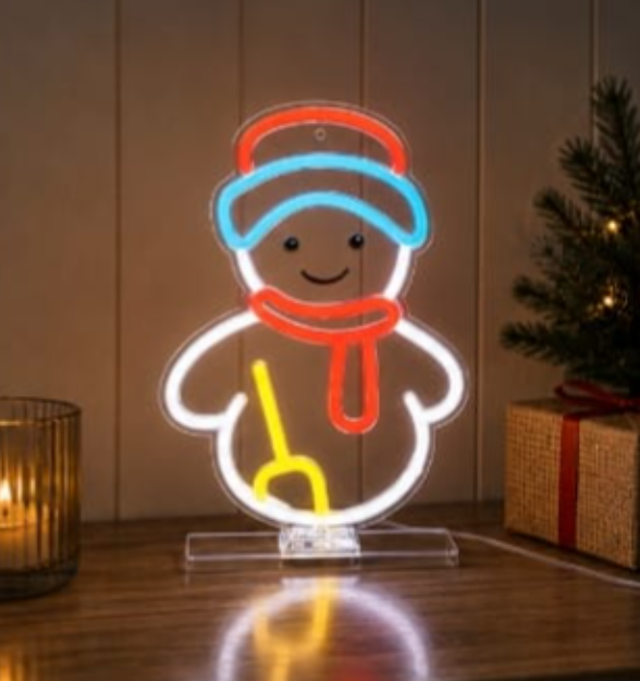 Premier USB Lit Snowman Neon Hanging Sign – 33cm